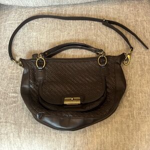 GUC modern vintage Y2K Coach Kristin woven leather hobo/crossbody. Dark brown